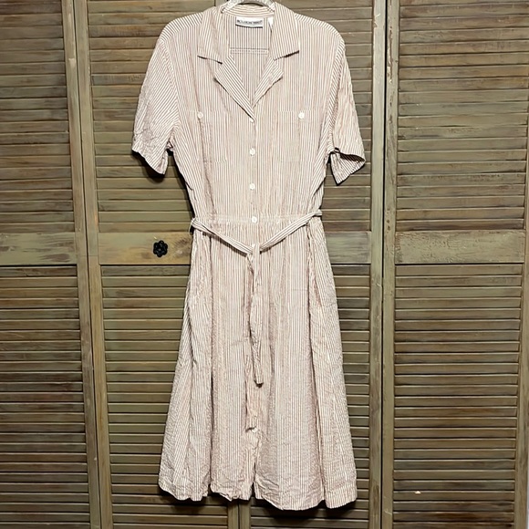 Vintage Brownstone Studio short sleeve, striped, button down dress Size XL - Picture 2 of 8